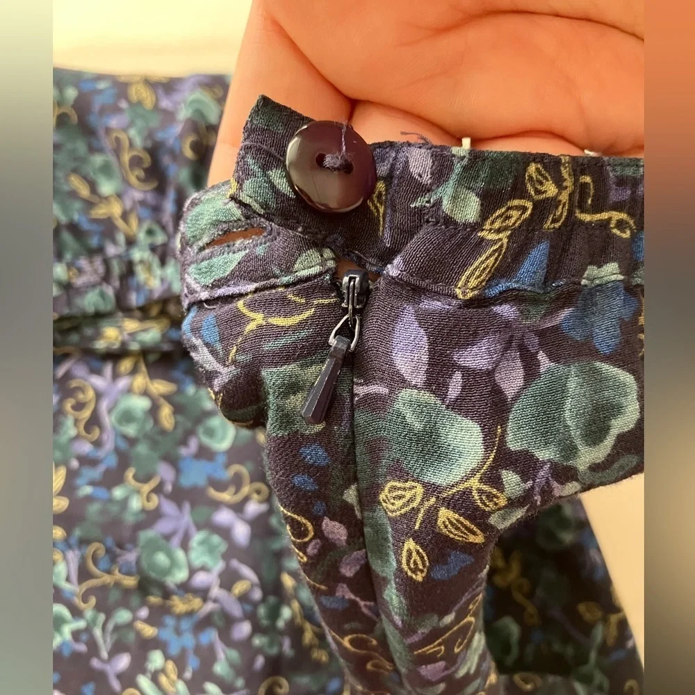 Vintage Talbots Kids Sz 16 Maxi Skirt‎ Rayon Floral Zip Side Casual